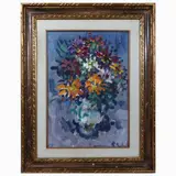 Enzo Pregno, Flowerpot, oil on canvas
