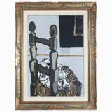 Renzo Grazzini, Glimpse of interior with chair, oil on panel