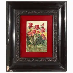 Rose garden - Winter by Renzo Martini, two oil paintings on hardboard, offered Oct 2023