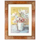 Sergio Scatizzi, Flowerpot, tempera on cardboard