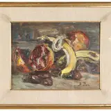 Franco Dani, Still life with fruit, oil on cardboard