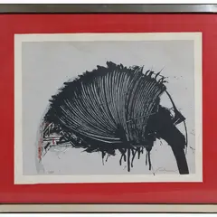 Composition by Emilio Scanavino, lithograph on canvas, offered Oct 2023