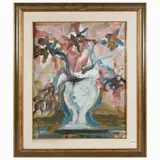 Flowerpot by Silvio Loffredo, oil on canvas board, offered Oct 2023