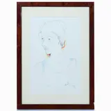 Female portrait by Luca Alinari, mixed media on paper, offered Oct 2023