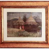 Guido Ferroni, Landscape with huts, oil on canvas