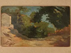 Country landascape by Silvestro Lega, Oil sketch on panel, offered Sep 2023