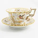 Jacob Petit, Porcelain collector's cup, Paris mid-19th century, painted with birds and gilded highlights