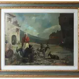 Seve Sospizio, Country scene with peasants and herds, oil on canvas