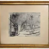 Marcello Boccacci, Two landscapes 1941, two mixed techniques in ink on paper laid down on another paper support