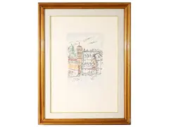 Glimpses of the city by Orfeo Tamburi, a hand-colored etching, offered Sep 2023