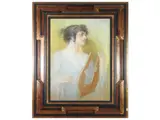Francesco Vecchi, Portrait of a woman with zither, pastel on paper