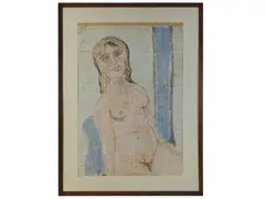 Female nude by Pompeo Borra, 1898, mixed media on paper, offered Sep 2023