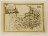 Giovanni Maria Cassini, Prussia outlined on the latest observations 1797, 1745, watercoloured double page etching