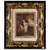 Giuseppe Moricci, Kitchen interior 1843, watercolor on paper partially applied to cardboard