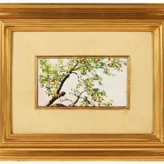 Raffaello Sorbi, Peach tree, oil on panel