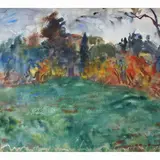 Vittorio Nomellini, Landscape, watercolor on cardboard