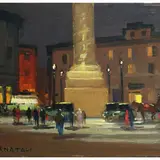 Piazza Colonna Rome by Renato Natali, oil on panel, offered Jun 2023