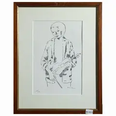 Character portraits by Xavier Bueno, set of five lithographs, offered Jun 2023