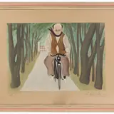 Giuseppe Viviani, The cyclist 1955, etching