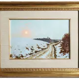 Gregorio Calvi di Bergolo, Landscape at sunset 1973, oil on hardboard
