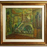Vittorio Piscopo, Shakespeare's Theater - Scene I Throne room in King Lear's Palace, oil media on cardboard