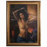 Romano Stefanelli, Female nude, oil on masonite