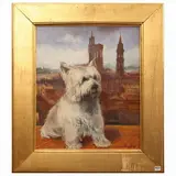 Romano Stefanelli, Poldo cane fiorentino, oil on paper applied on panel