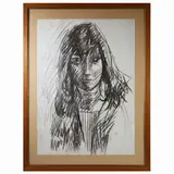 Silvio Loffredo, Female portrait 1972, charcoal on paper