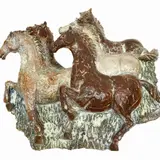 Giancarlo Piani, Horses, high relief in glazed terracotta