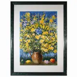 Michele Cascella, Vase of Flowers and Seascape with Boats, two lithographs