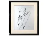 Remo Brindisi, Compositions with characters, pair of lithographs on silver paper