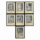 Adolphe Léon Willette, Lot of graphics The Seven Deadly Sins, set of seven small lithographs