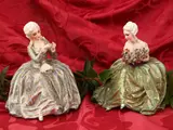 Luigi Fabris, Two porcelain groups, depicting two ladies in eighteenth-century dresses