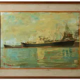 Lorenzo Palazzi, The port of Livorno1965, oil on panel