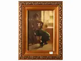 Vittorio Borriello, View of the interior with a female character, 1919, oil on panel