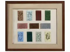 Collection of eleven sketches by Silvio Loffredo, ink on paper applied to paper, offered May 2023