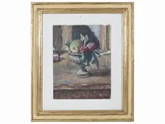 Composition 1980 by Enzo Faraoni, oil on hardboard, offered May 2023