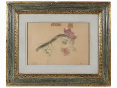 Rooster 1950 by Enzo Pregno, mixed media on paper laid down on panel, offered May 2023