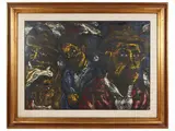Beppe Serafini, Personages, mixed media on paper
