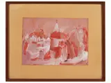 Mario Francesconi, City view, mixed media on paper