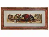 Basso Ragni, Characters and horses, oil on chipboard panel