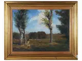 Ferruccio Pizzanelli, View of a park with a girl, oil on cardboard