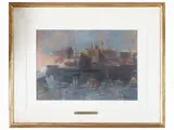 Francesco Pagliazzi, Seascapes with boats, two oil paintings on panel