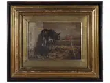 Mario Bordi, Mule in the stable, oil on panel