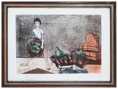 Eva Fischer, Figure at work, lithograph