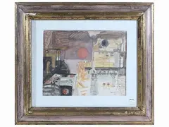 Composition 1955 by Bruno Saetti, tempera on paper, offered May 2023