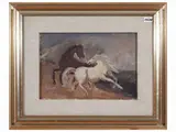 Anna Romano, Horses, oil on canvas board