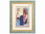 Characters with little nun by Rodolfo Marma, oil on cardboard, offered May 2023