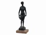 Quinto Martini, Female Nude with Cloth, bronze sculpture with black patina