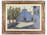 Renzo Grazzini, View of the Church, oil on panel